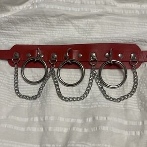 Gothic PU Leather Double-layer Red Chain Necklace Choker Punk Wide Collar